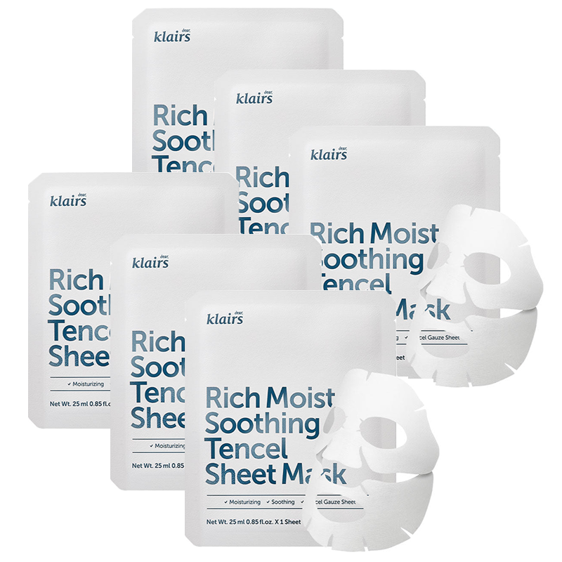 DEAR KLAIRS Rich Moist Soothing Tencel Sheet Mask Bundle (6pcs)